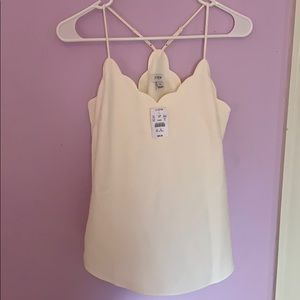 White scalloped chiffon Jcrew tank top